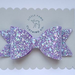 Easter Hair Bow on Clip - Faux Leather Bow, Purple